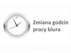Nowe godziny pracy biura Nowe godziny pracy biura